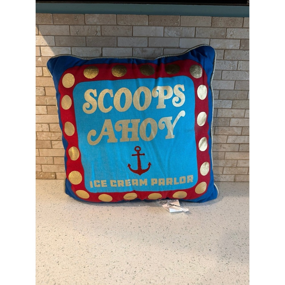 Netflix Stranger Things Scoops Ahoy Throw Pillow Blue‎ Corduroy Cushion 16 Inch